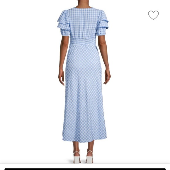 NWT Betsy Johnson blue gingham v neck dress - Picture 3 of 4